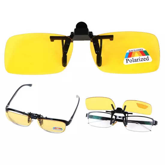 Clip-on Polarized Day Night Vision Flip-up Lens Driving Glasses Sunglasses Y;vm