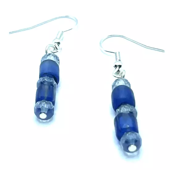 Brighton Deja Vu Blue Beads & Silver Embellishment Custom Earrings