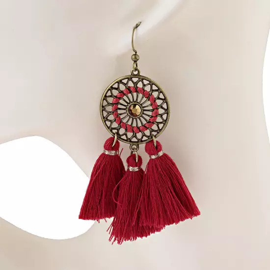 Fashion Women Bohemian Earrings Long Tassel Fringe Drop Dangle Ear Stud Jewelry