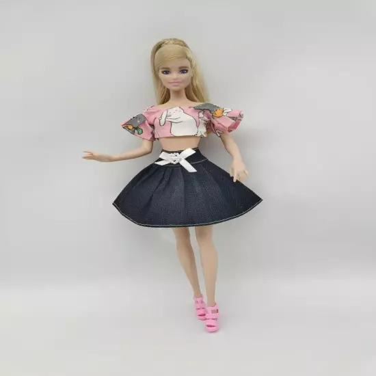 Black White Pink 1/6 Doll Clothes Outfits Set for 11.5" Dolls Dress Evening Gown