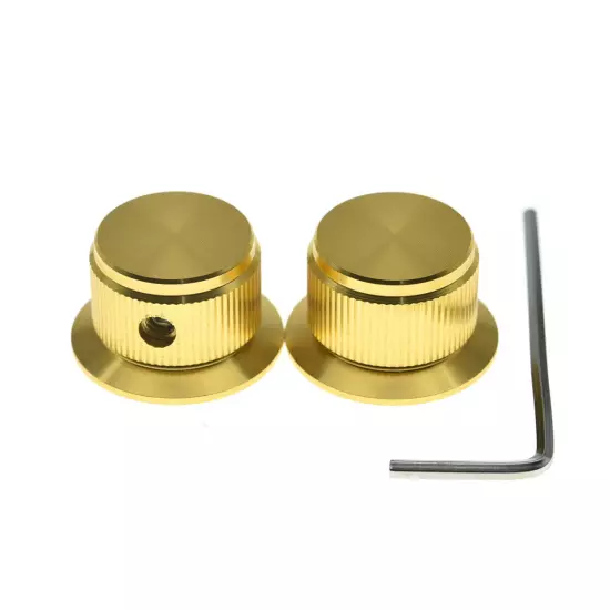 2-Pack Set Screw Metal Pot Knobs Top Hat Bell Knobs for Strat/Les Paul/SG Guitar