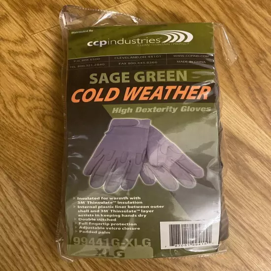 CCP Industries Sage Green Cold Weather High Dexterity Gloves - Extra Large