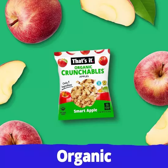 100% Organic Apple Fruit Crunchables - 24 Packs of Healthy Plant-Based Snacks