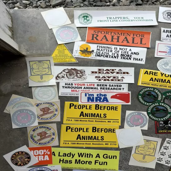 Trapping sticker collection, NRA, National Trappers Association, over 100