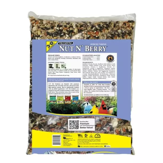 3-D Pet Products Premium Nut N' Berry Blend Dry Wild Bird Food, 5 lb., 1 Pack