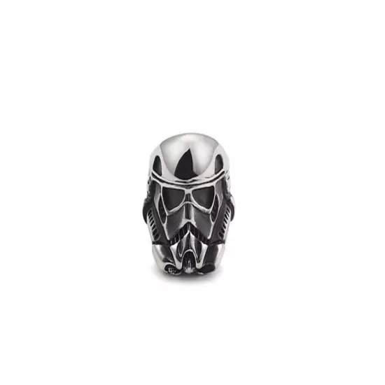 Storm Trooper Warrior Helmet Ring Stainless Steel War Robot Biker Punk Men Ring