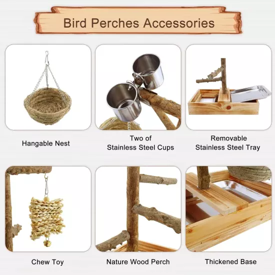 Mogoko Natural Bird Playground Bird Perches, Bird Cage Accessories, Bird Toys...