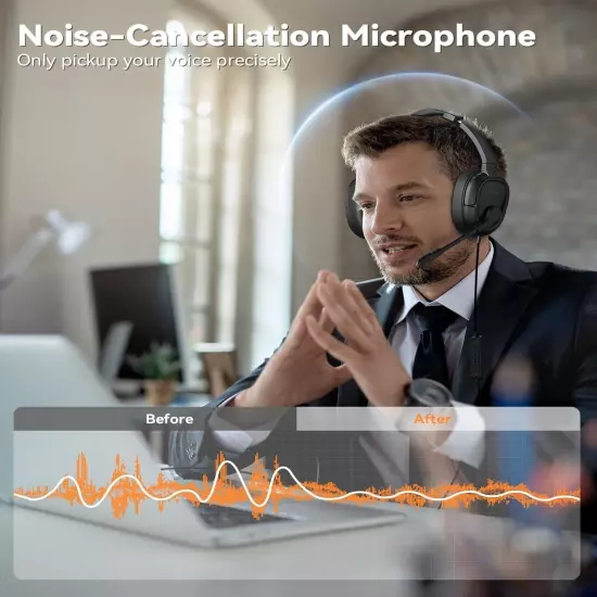 LEVN Headset with Mic, USB Headset with Microphone, Computer Headset with Noise