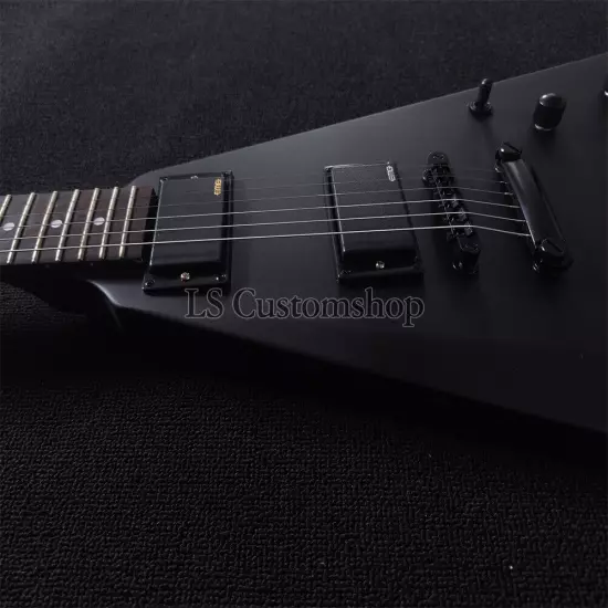 Custom James Hetfield Vulture Electric Guitar Unique V Shape Black Satin Active