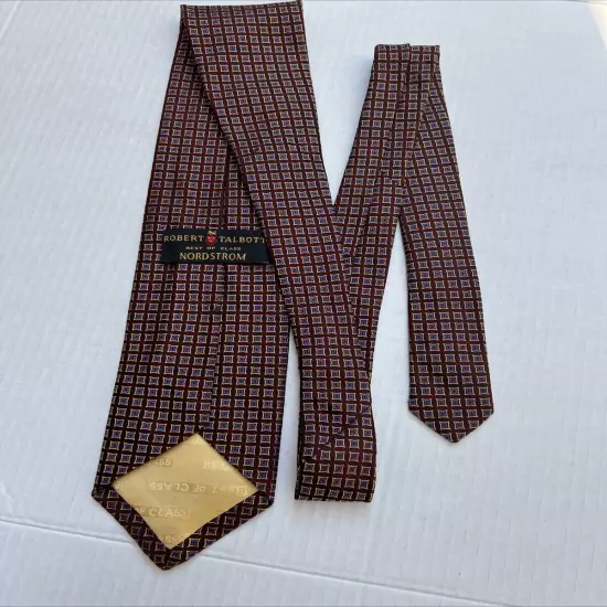 Robert Talbott Mens Tie Best of Class Brown Red Geometric Silk Hand Sewn USA