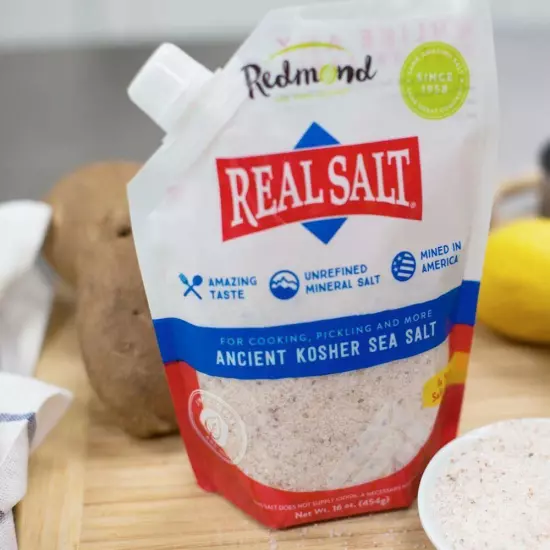 Redmond Real Sea Salt Natural Unrefined Gluten Free Kosher16 Ounce Pouch1 Pack