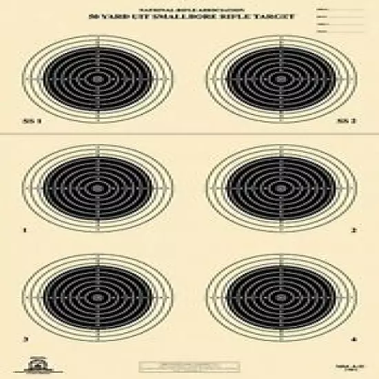 A-51 [A51] NRA Official 50 Yard UIT Smallbore Rifle Target, on Tagboard (100)