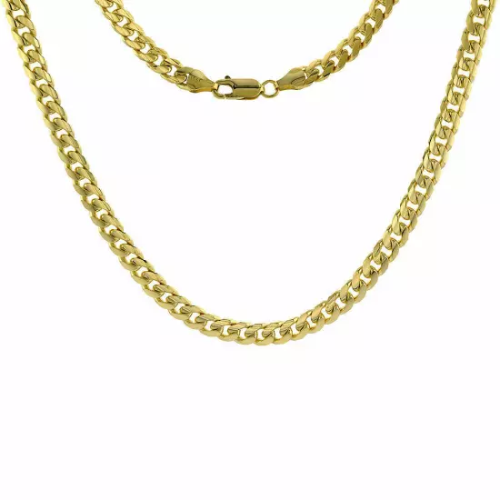 14K Yellow Gold Solid 2.7mm-6mm Miami Cuban Chain Link Necklace Bracelet 7"-30"