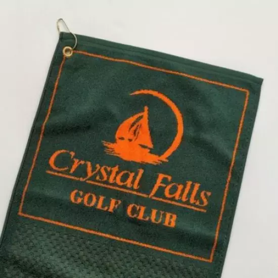 Crystal Falls Golf Towel with Eyelet and Bag Clip Oversized 100% Cotton USA NWOT