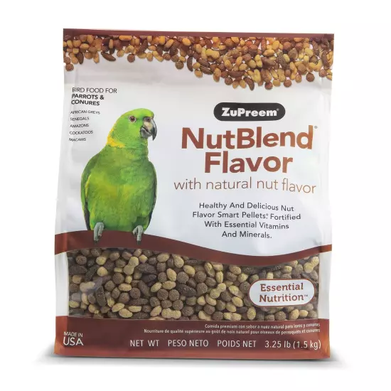 NutBlend Smart Pellets Bird Food for Parrots & Conures, 3.25 lb (Pack of 2)