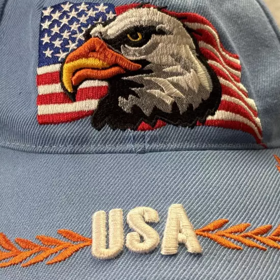 Patriotic Hat Cap USA Eagle American Flag Scrambled Eggs Embroidered Blue Honor