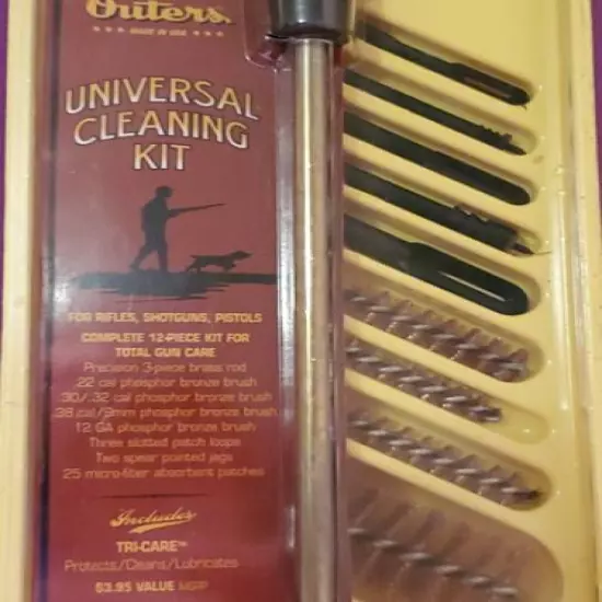 NEW OUTERS UNIVERSAL CLEANING KIT FOR RIFLES SHOTGUNS PISTOLS COMPLETE 12 PIECE 