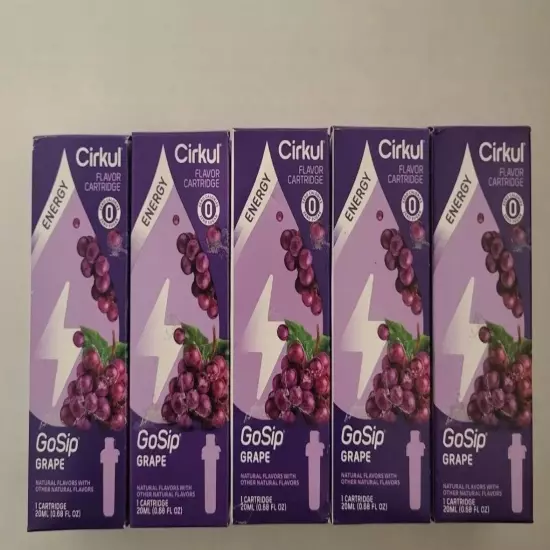 Lot of 5 Cirkul GoSip Grape Water Flavor Cartridge .68 FL. OZ. Exp 02/25