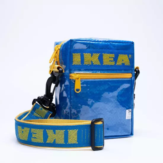 Upcycled ikea frakta blue bag all handmade shoulder bag