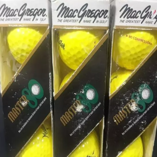 3 Sleeves Vintage MacGregor Master 418 Icosahexahedron Design Golf Balls Yellow