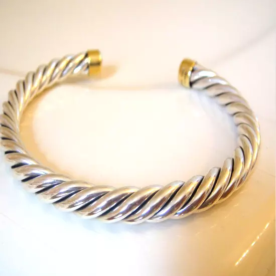 DAVID YURMAN 18K GOLD SS MENS CABLE BRACELET.