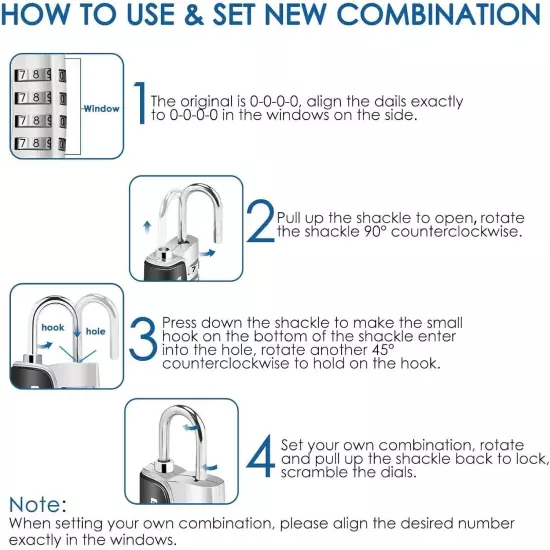 giverare 2 pack combination lock, 4-digit padlock keyless, resettable luggage lo