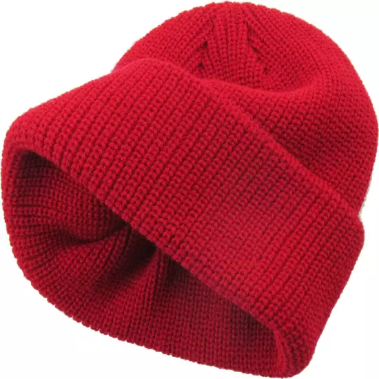 Warm Winter Knit Cuff Beanie Cap Fisherman Watch Cap Daily Ski Hat Skully