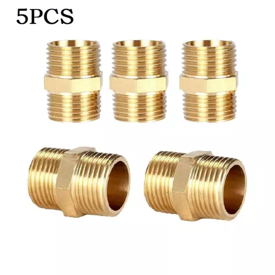 5* -Air Line Hose Compressor Connector 1/4 Male To Male Brass Pipe Adapter