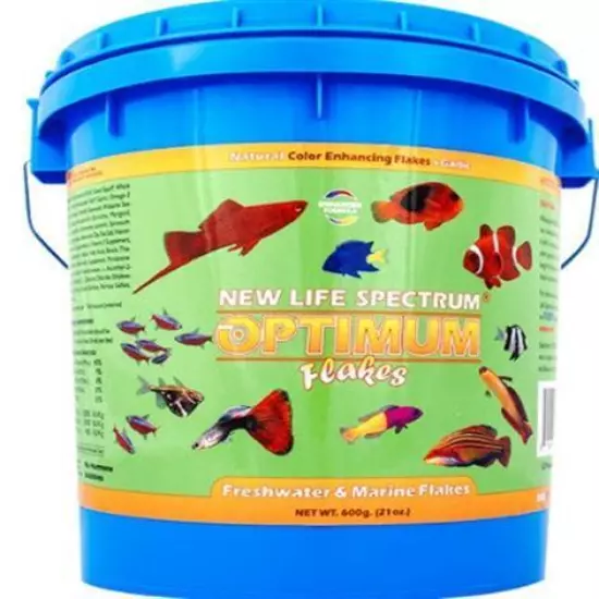 New Life Spectrum Optimum Flakes Color Enhancing Fish Food 600g Fresh & Marine 