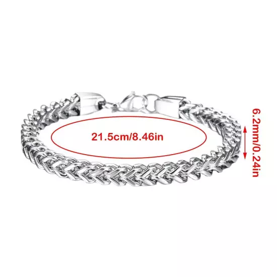 Mens Silver Steel Bracelet Heavy Wristband Bangle Chains Jewelry D0Z1 G3A1 ~