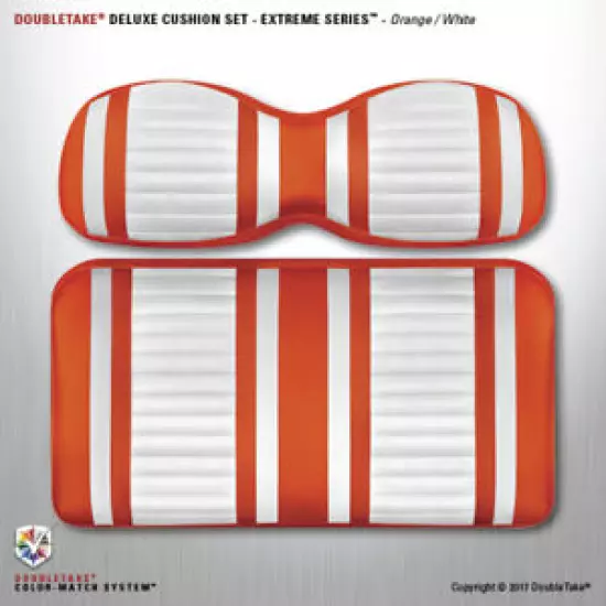 Extreme Double Take Golf Cart Seat Cushions (orange/white)