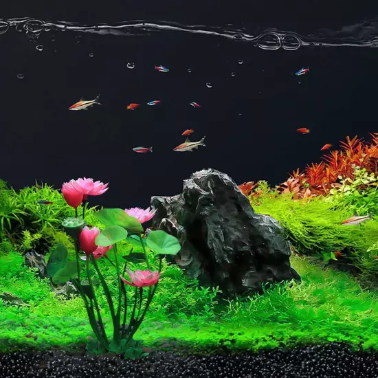 Artificial ,Lotus Decoration Aquarium Water Grass Decor Fish Tank Lan