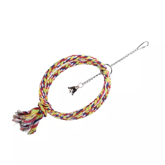 Parakeet Bird Ring Toy Cotton Rope Stainless Steel Wire Circle Ring For Pet AD5