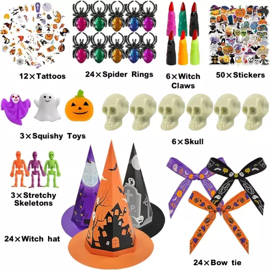 Halloween Party Favors for Kids, 24 Pack Witch Hat Shaped Treat Bags along... 