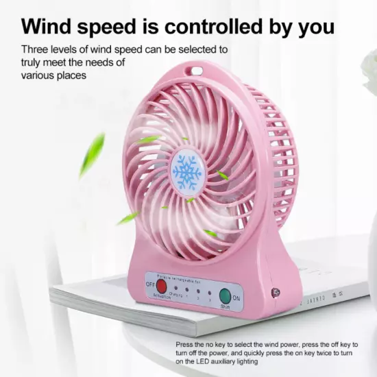 Portable Rechargeable LED Fan air Cooler Mini Operated Desk USB