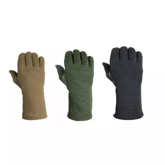 NOMEX FLIGHT FLYERS GLOVES PILOT FIRE RESISTANT Black, Green, Tan-All Sizes