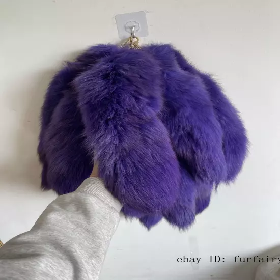 2/5/10 wholesale Dyed Color Real Blue Fox Tail Fur Keyring Pendant Cosplay Toy