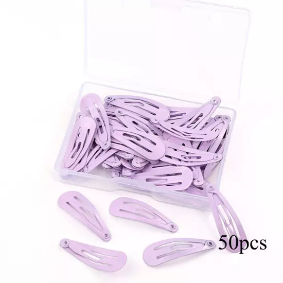 50X Women Girls Kids Hair Clips metal Snap Slides Close Hairpin 3cm Mini Clip C