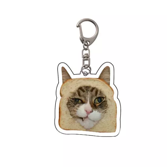 Vintage Cute Fun Toast CATS Acrylic Keychain Pendant N8W0