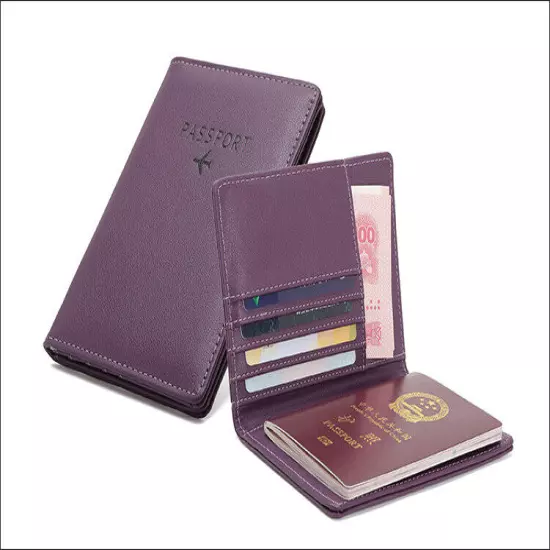 RFID Blocking Slim Leather Travel Passport Wallet ID Card Case Cover Holder US