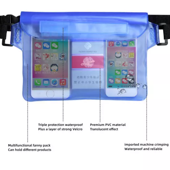 Underwater Waterproof Waist Bag Wallet Pouch Cycling PVC Beach Swimming Dry Case