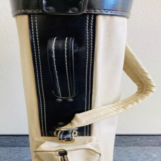 Rare - Vintage Excellent Cond White Black Fairway Golf Bag by Leeds New York, NY