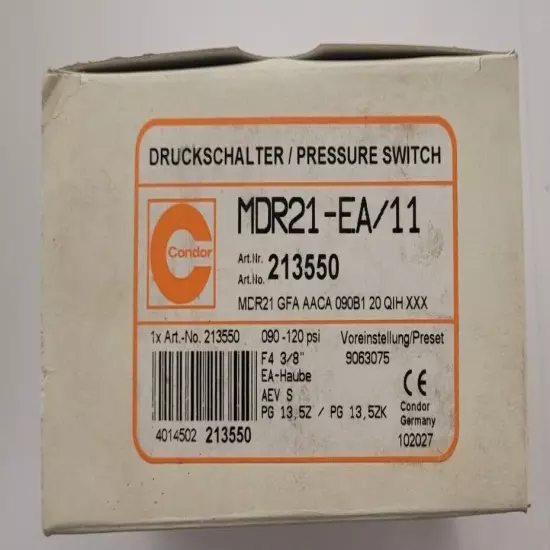 MDR21-EA/11 CONDOR PRESSURE SWITCH 4 PORT W/ UNLOADER & ON-OFF LEVER