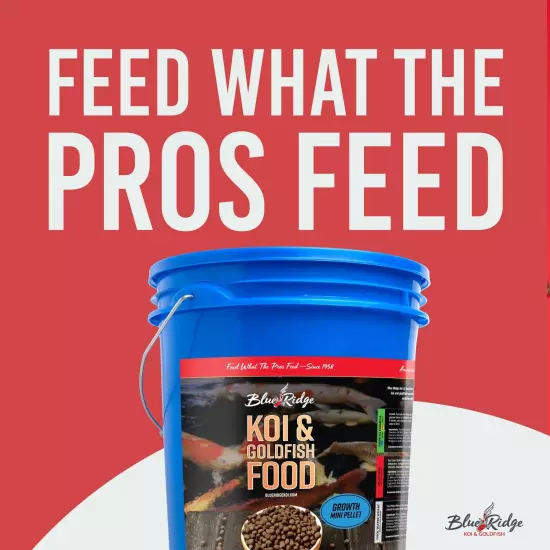 Blue Ridge Koi Fish Food 14lb - Koi Food Mini Growth Formula Goldfish Food, P...