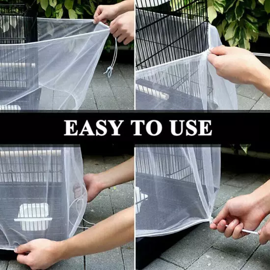 Bird Cage Seed Catcher Nylon Mesh Guard Skirt Net Pet Cover Cleaning Shell Cover