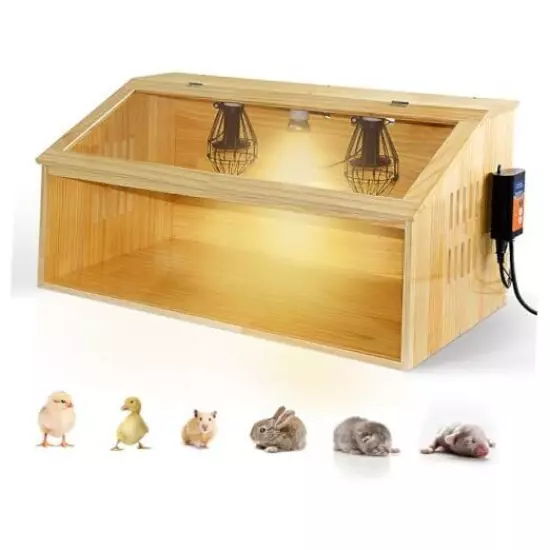 Brooder Box for Chicks, Chicken Brooder Box with thermostat & 3 Heat Lamps, 