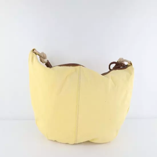 Vintage 90s Levis Spell Out Roped Canvas Floral Hobo Handbag Purse Tote Yellow