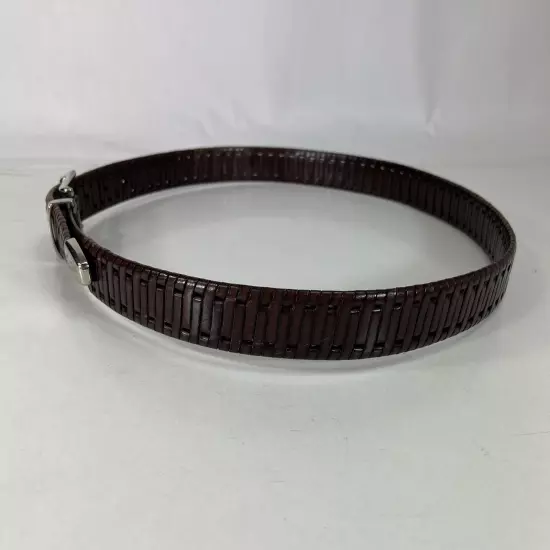 Laced Brown Leather Dress Belt - Made in Italy - Men's Size 36