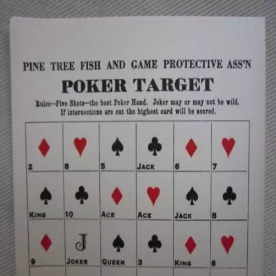 20 Vintage Pine Tree Fish & Game Assn. Poker Paper Targets Rifle Pistol Shooting