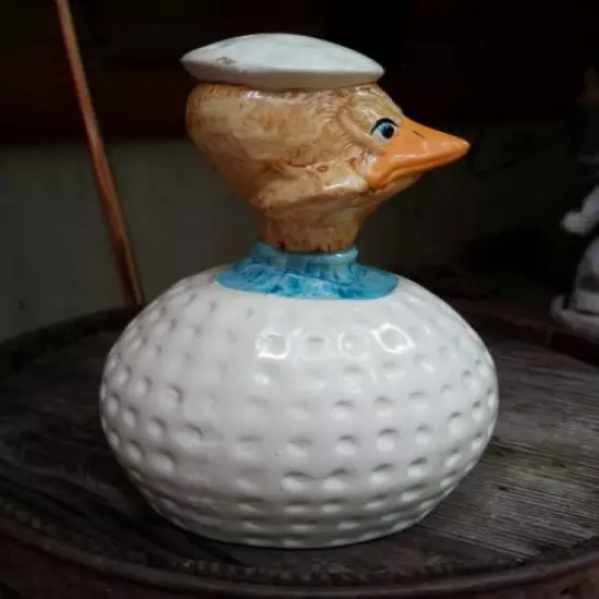 VTG Golf Ball Ceramic Birdie Bank Golfing Bird Figure Bet Holder Rubber Stopper 